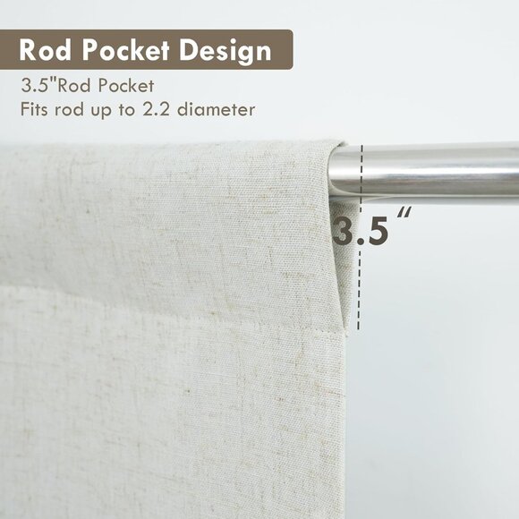 DriftAway Double Layer Light Linen Blackout Tie Up Curtains Thermal 31"W x 47"L - Picture 4 of 8